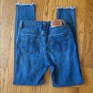 Levi's 720 high rise Classic Blue Straight Leg Jeans distressed